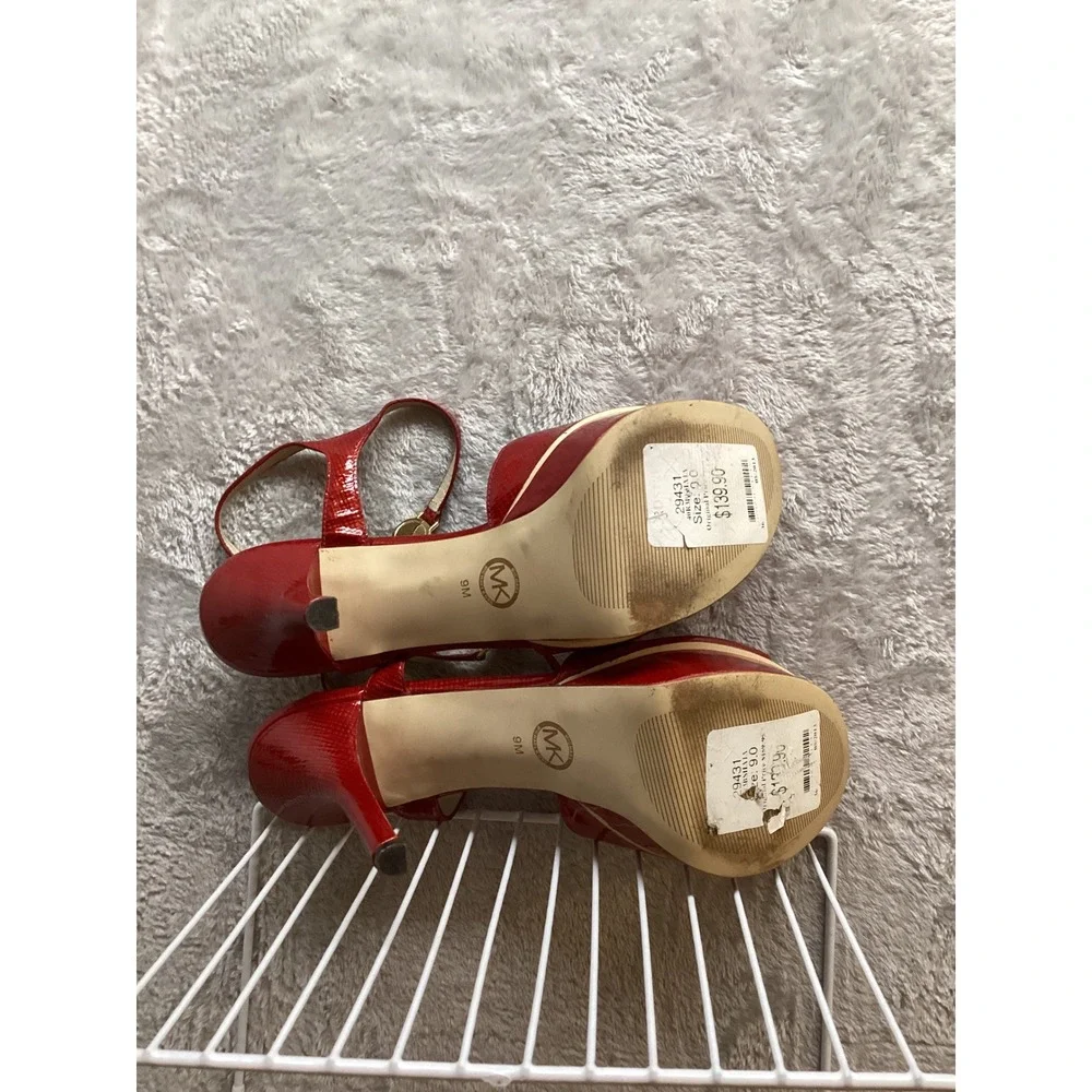 Michael Kors Red Patent Leather Platform High Heel Sandals Women's Size 9‎